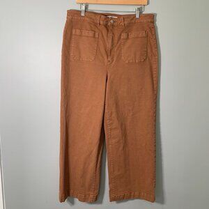 LOFT the curvy wide leg khaki brown cotton stretch casual career dress pants